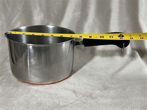 Vintage Revere Ware Copper Bottom 3 Qt 82 Sauce Pan Pot LID 1801