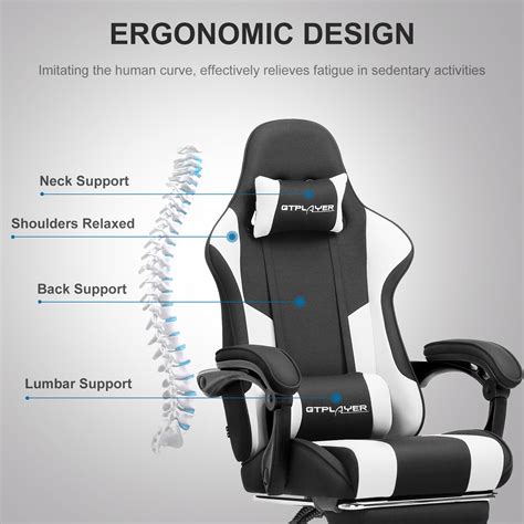 Gtracing Gaming Chair With Footrest And Ergonomic Lumbar Massage Pillow