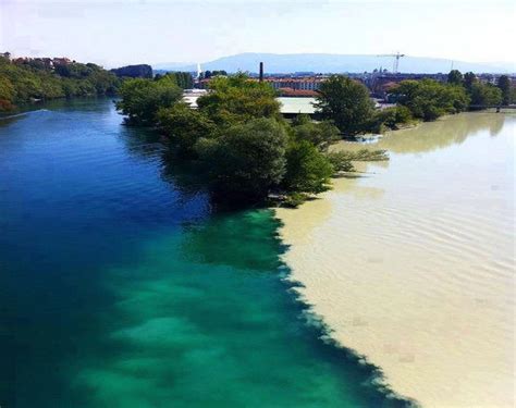 mother nature: Confluence of Rhone and Arve rivers, Geneva