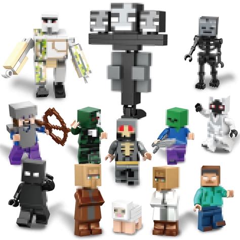13 Pcs Mine-craft Minifigures Building Blocks Toys Set, Game Pixelated ...