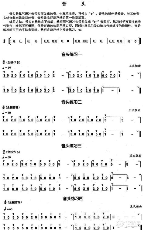 葫芦丝基本技巧练习曲——音头汉程艺术