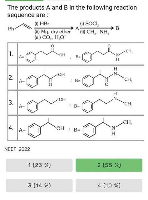 The Products A And B In The Following Reaction Sequence Are Ph I Hbr