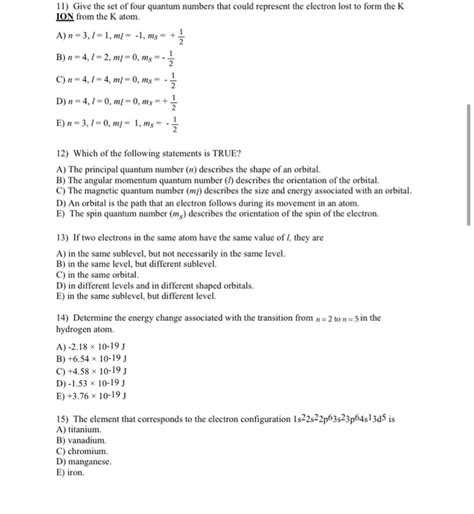 Solved Give The Set Of Four Quantum Numbers That Could Chegg