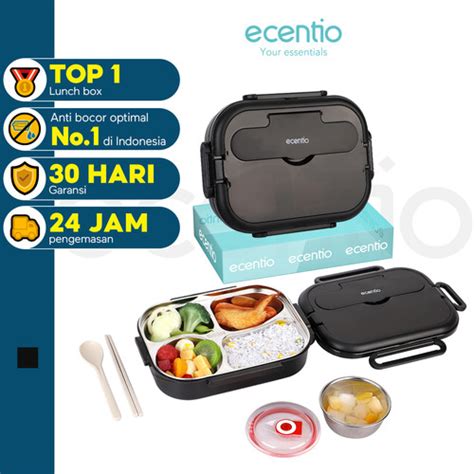 Promo Ecentio 1L Tempat Makan Stainless Steel Lunch Box Kotak Makan BPA