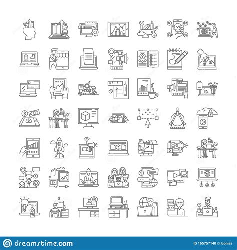 Iconos Lineales De Negocio En Línea Signos Símbolos Vectoriales Línea