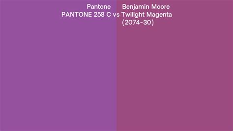 Pantone 258 C Vs Benjamin Moore Twilight Magenta 2074 30 Side By Side