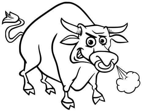 Bull Cartoon Coloring Page - Free Printable Coloring Pages for Kids