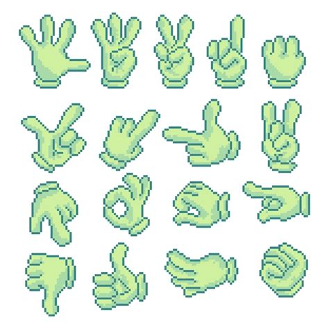 premium vector hands pose pixel art style