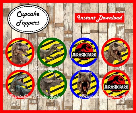 Jurassic Park Cupcakes Toppers Printable Jurassic Park Party Etsy