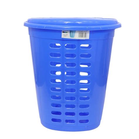 Laundry Basket With Lid Plastic Blue Megatek