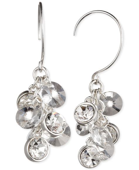 Jones new york Silver-Tone Crystal Cluster Drop Earrings in Metallic | Lyst