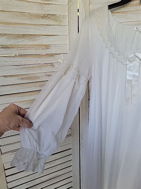 Vtg S White Lingerie Nightgown Bridal Boudoir Cottagecore Size Medium EBay