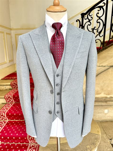 Costume Trois Pi Ces Flanelle Gris Clair