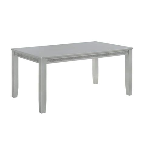 Benjara 38 In Gray White And Silver Wood Top 4 Legs Dining Table