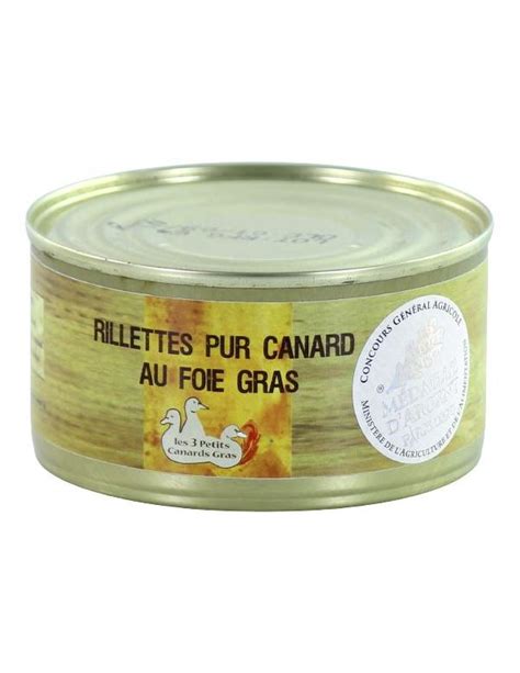 Rillettes De Canard Au Foie Gras 180 G Les 3 Petits Canards Gras