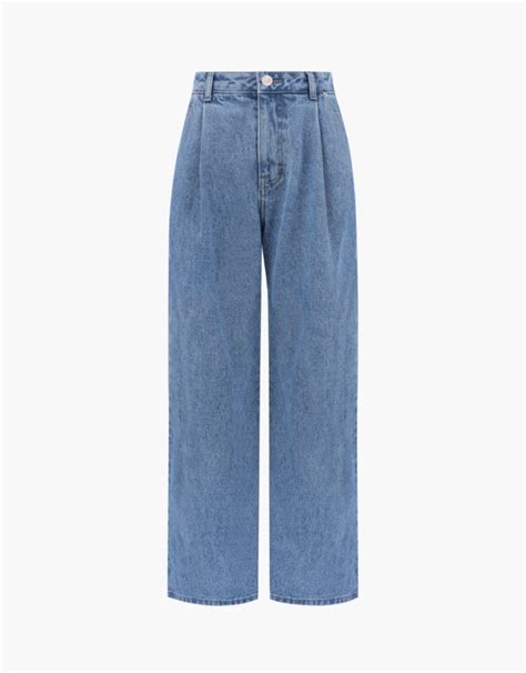 Pintuck Denim Pants Medium Blue Depound