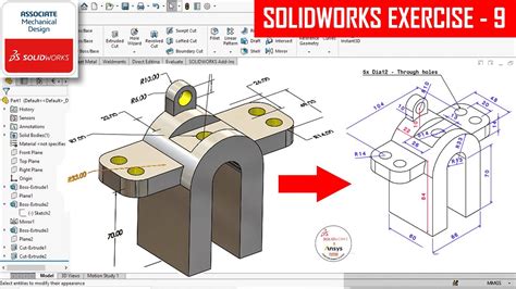 ⚡ Solidworks Tutorial For Beginners Exercise 9 Youtube