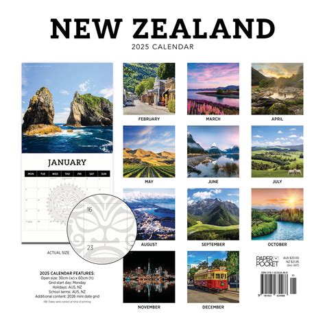 New Zealand 2025 Calendar - Paper Pocket