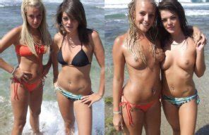 Blonde X Brunette At Beach Porn Pic