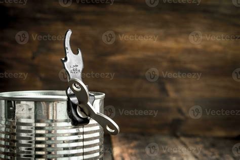 Food In Tin Can With Opener Stock Photo At Vecteezy