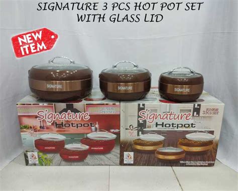 Pcs Signature Hot Pot Set Stainless Steel Inner Bowl Glass Lid Rooti Hot Pot Daraz Pk