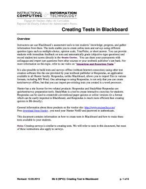 Fillable Online Creating Tests In Blackboard Fax Email Print PdfFiller