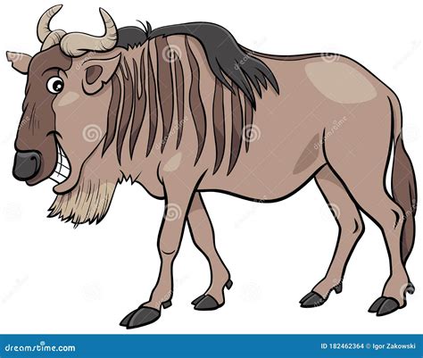 Gnu Blue Wildebeest Illustration Drawing Engraving Ink Line Art Vector