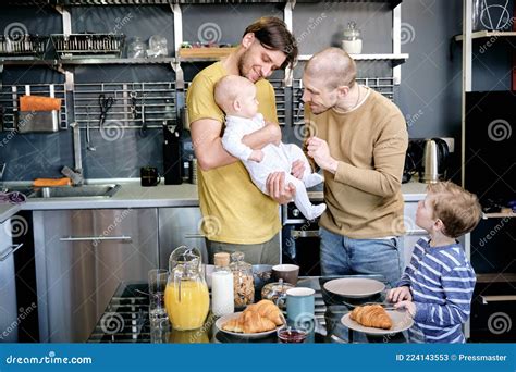 Gay Men Playing With Baby Boy Stock Image Image Of Smiling Adoption