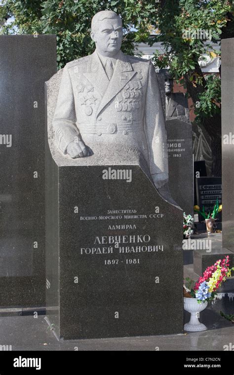 Grave of Soviet admiral Gordey Levchenko at Novodevichy Monastery in ...