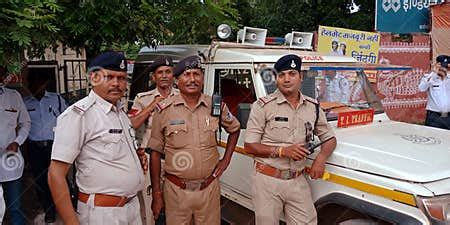 indian police officers  duty  road checking task  india oct