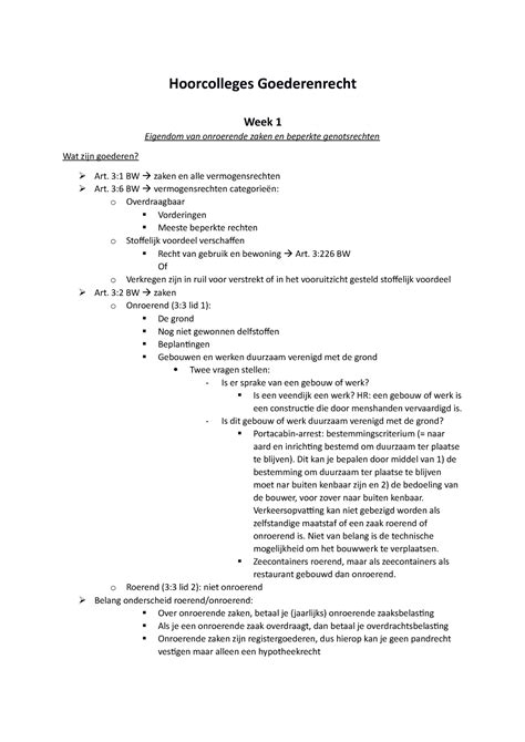 Alle Hoorcolleges Goederenrecht Hoorcolleges Goederenrecht Week 1