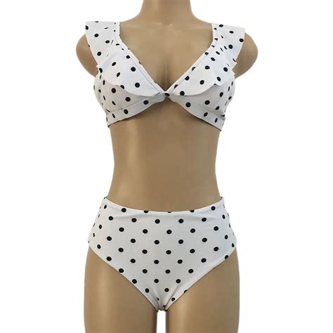 FREE SHIPPING Swimsuit Lotus Leaf Bikini Set Polkadot JKP568 Allkpop Shop