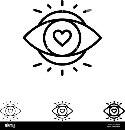 Eye Eyes Education Light Bold And Thin Black Line Icon Set Stock