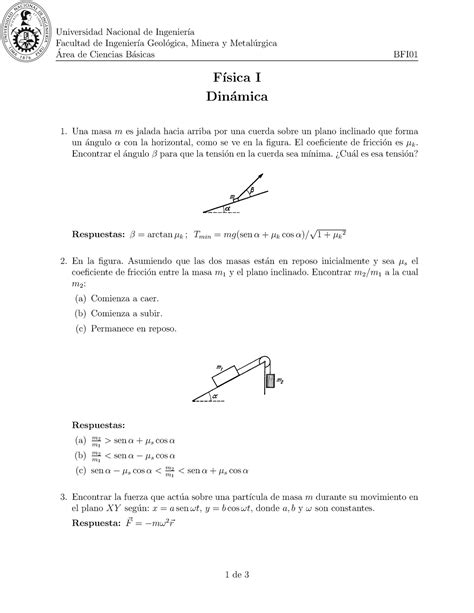 Dynamics problems FIGMM problemas de dinámica profesor Cori