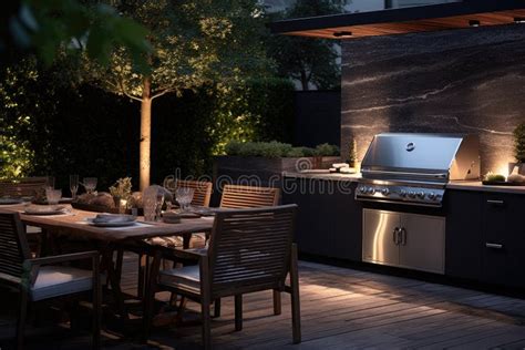 Outdoor Kitchen with a Stainless Gas Grill. Generative AI Stock ...