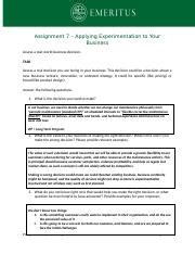 Pgddb Assignment Applying Experimentation To Your Innovation Template