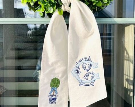 Laurel Swag Monogram Wreath Sash Etsy