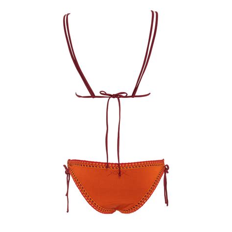 Free Beach Bikini Triangolo Con Bordi Crochet Donna Arancio
