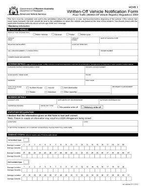 Fillable Online Transport Wa Gov Written Off Vehicle Report Form Wovr