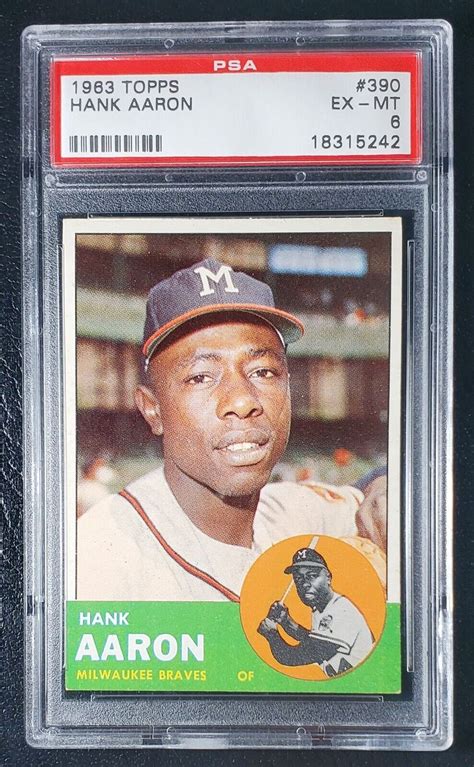 Topps Hank Aaron Psa Excellent Mint Milwaukee Braves Ebay