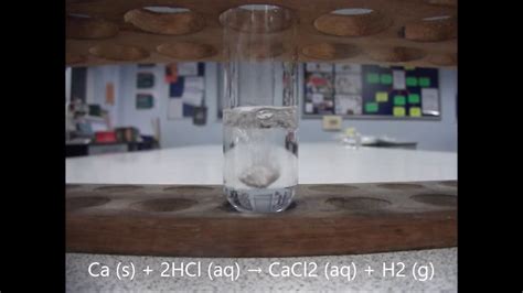 The Reaction Of Calcium Metal And Hydrochloric Acid Youtube