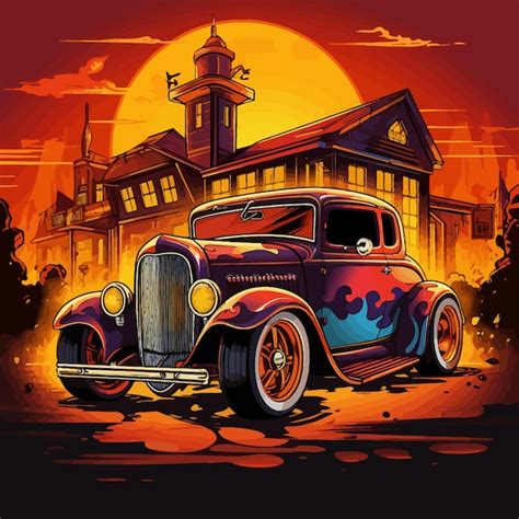 Ilustração vetorial de hot rod jogo de pub Vetor Premium
