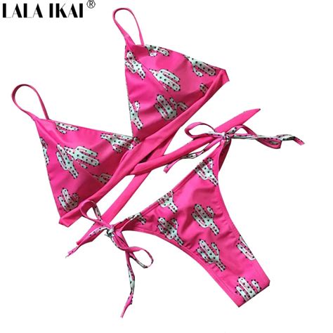 LALA IKAI High Waist Bikini Print Sexy Bandage Swimming Suit For Women Push Up Bikini YWB