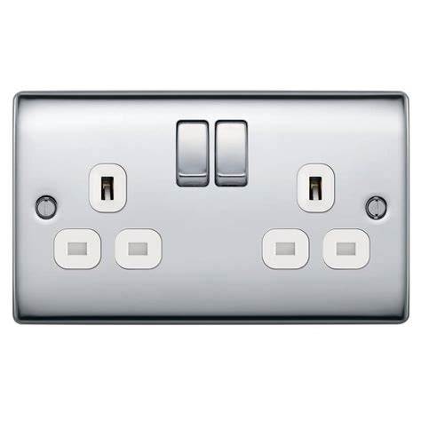 polished chrome double plug socket  switches  sockets dhs