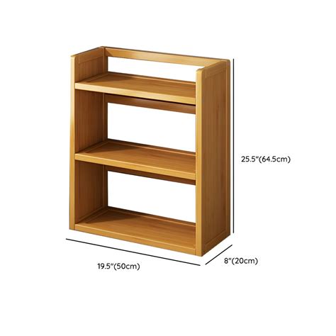 Natural Wood Bookcase With Open Back Shelf Design Non Foldable Short Height 19 7 L X 7 9 W X