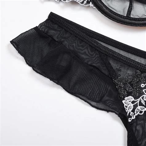 Sexy Lingerie French Women S Underwear Mesh Lace Flower Embroidery Bralette Bra Comfort Push Up