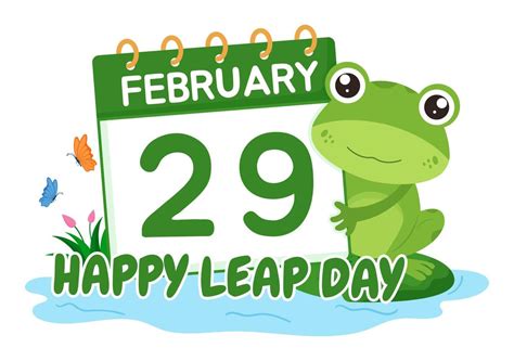 Happy Leap Day On 29 February With Cute Frog In Flat Style Cartoon Hand