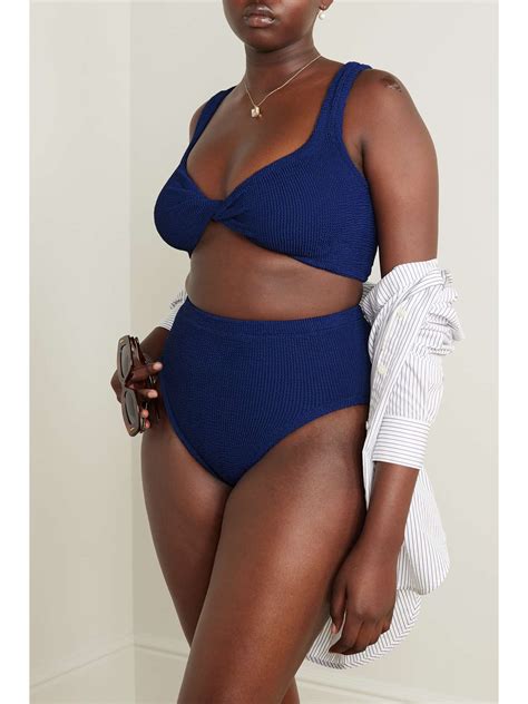 HUNZA G Jamie Twist Front Seersucker Bikini NET A PORTER