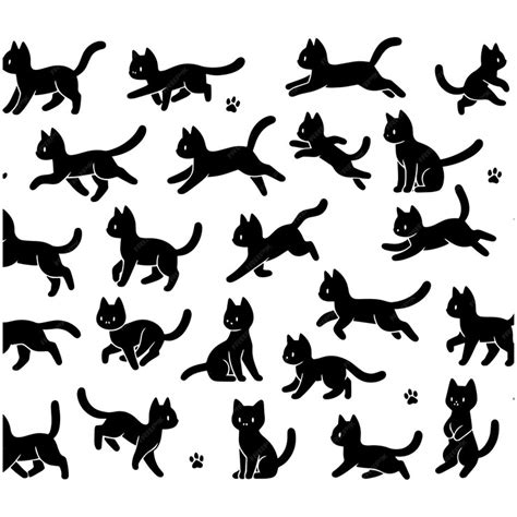 Premium Vector Cute Cat Vector Illustration Set Cartoon Cute Cat