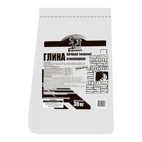 Глина печная (пластичная) Горыныч 30 кг/меш - купить в магазине Мастак